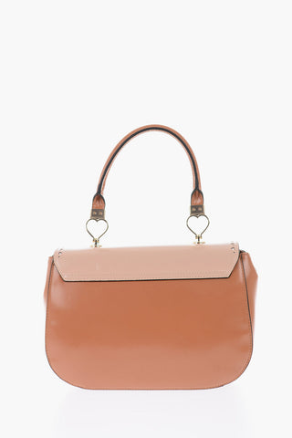 LOVE faux leather top handle bag with perfored details