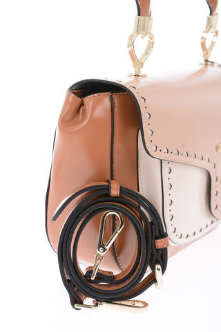 LOVE faux leather top handle bag with perfored details