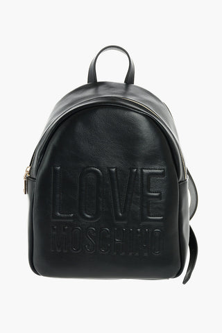LOVE faux leather backpack with logo embossed
