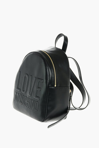 LOVE faux leather backpack with logo embossed