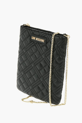LOVE quilted faux leather bag with chain shoulder strap