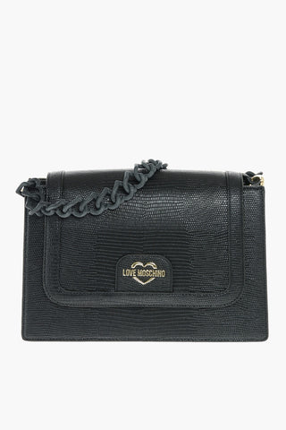 LOVE snake patterned faux leather shoulder bag