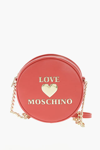 LOVE faux leather roun crossbody bag with zip closure