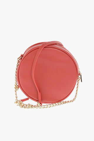 LOVE faux leather roun crossbody bag with zip closure