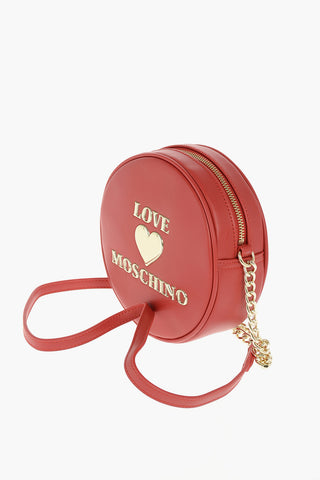 LOVE faux leather roun crossbody bag with zip closure