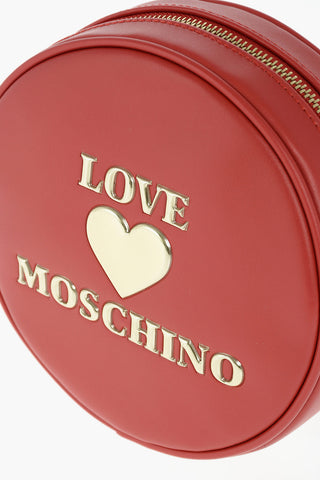 LOVE faux leather roun crossbody bag with zip closure