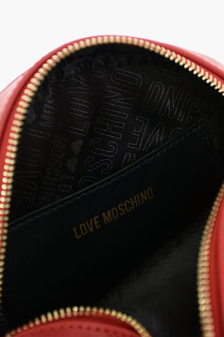 LOVE faux leather roun crossbody bag with zip closure