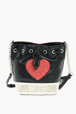 LOVE quilted faux leather mini bucket bag