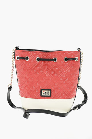 LOVE quilted faux leather mini bucket bag