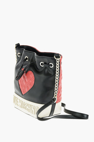 LOVE quilted faux leather mini bucket bag