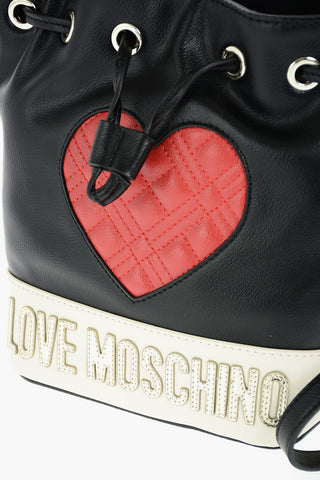 LOVE quilted faux leather mini bucket bag