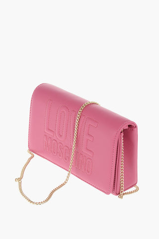 LOVE faux leather crossbody bag with embossed logo