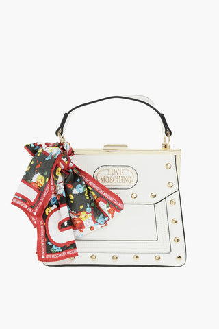 LOVE Studded Faux Leather Top Handle Bag with Neckerchief