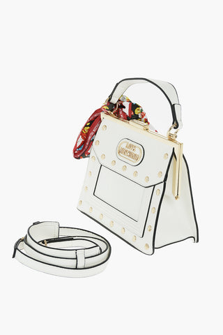 LOVE Studded Faux Leather Top Handle Bag with Neckerchief