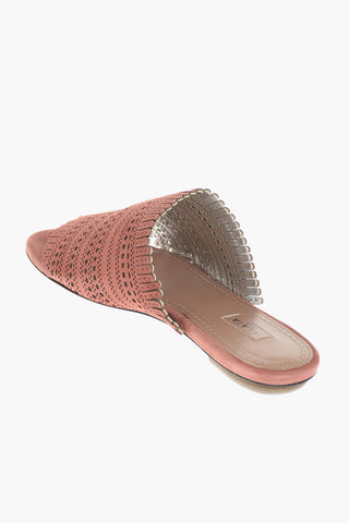 Perforated Suede Flat Sandals