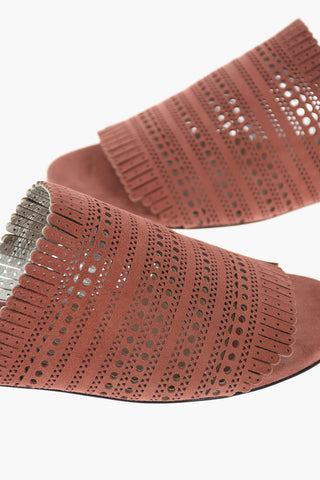 Perforated Suede Flat Sandals