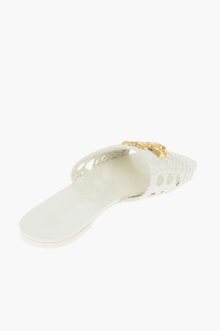 Metal Logo ELEANOR Leather Slippers