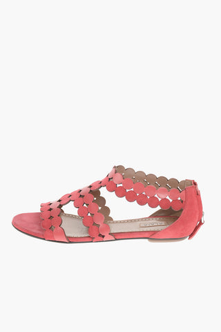 Sandali Flat in Pelle e Suede con Zip Posteriore