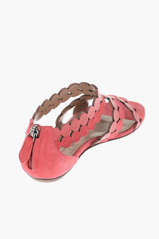 Sandali Flat in Pelle e Suede con Zip Posteriore