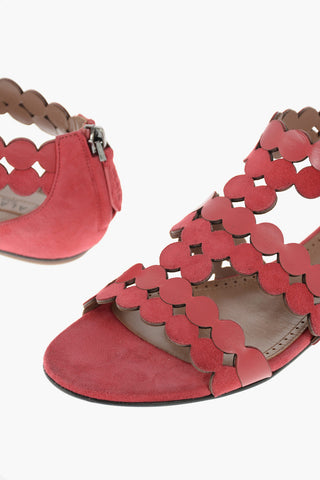 Sandali Flat in Pelle e Suede con Zip Posteriore