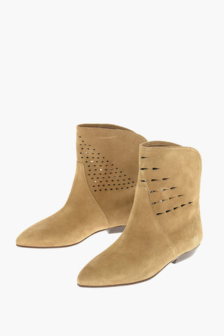 Perforated Suede Booties