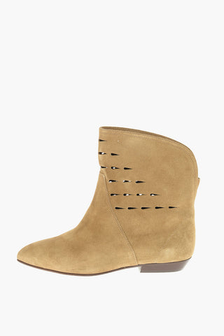 Perforated Suede Booties
