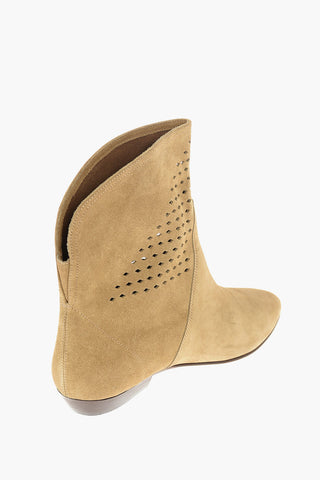 Perforated Suede Booties