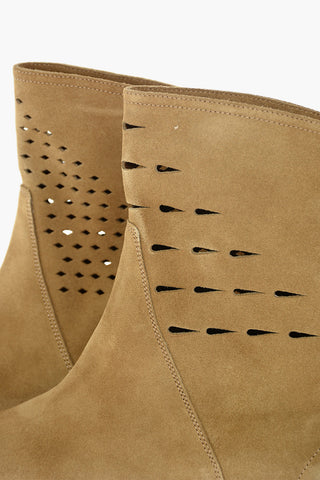 Perforated Suede Booties