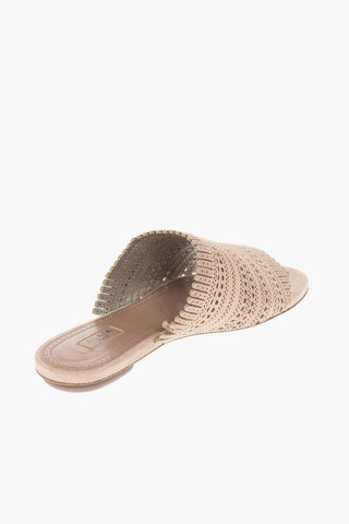 Perforated Suede Flat Sandals