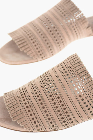Perforated Suede Flat Sandals