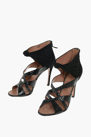 Stiletto Heel Python Insert Suede Sandals