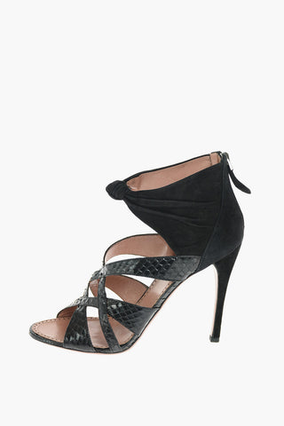 Stiletto Heel Python Insert Suede Sandals
