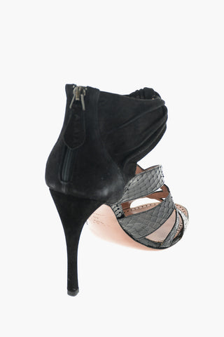Stiletto Heel Python Insert Suede Sandals