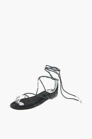 Suede Flat Sandals with Charms