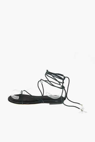 Suede Flat Sandals with Charms