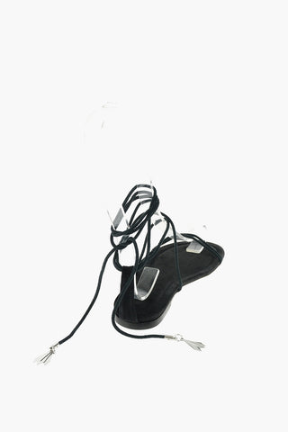 Suede Flat Sandals with Charms