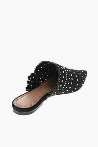 Perforated Suede Studded Mules