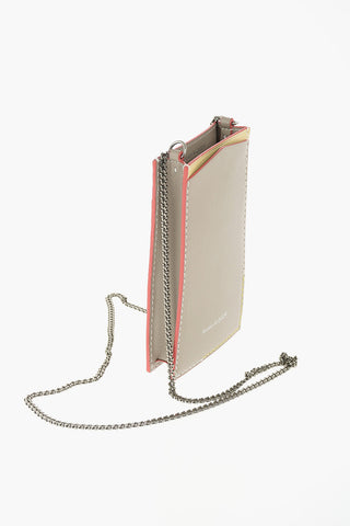 leather pouch with chain shoulder strap