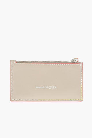 leather card holder with zip closure