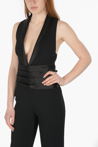 Satin Detail Sleeveless Jumpsuit