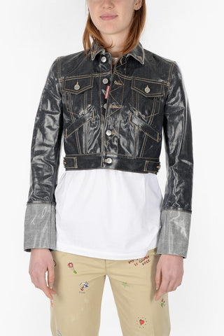 Coated Denim Crop Jacket