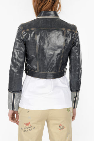 Coated Denim Crop Jacket
