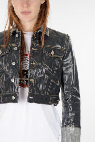 Coated Denim Crop Jacket