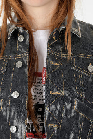 Coated Denim Crop Jacket