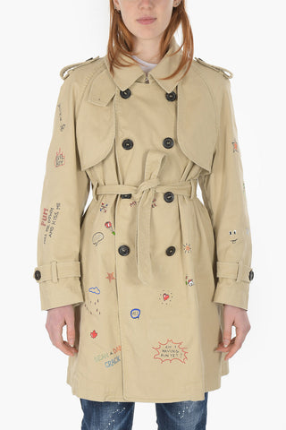 Printed Cotton Trench with Strass