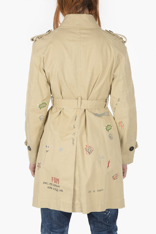 Printed Cotton Trench with Strass