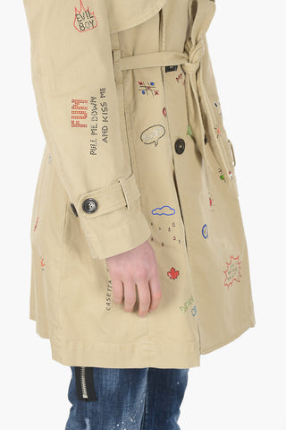 Printed Cotton Trench with Strass