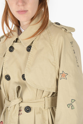 Printed Cotton Trench with Strass