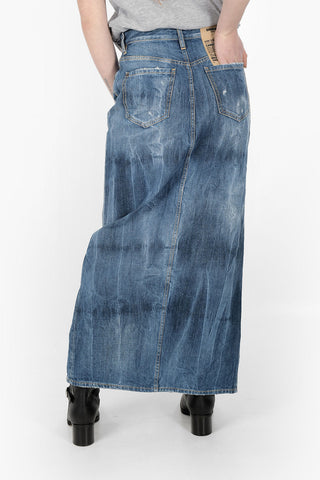 Front Split Denim Long Skirt