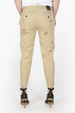 4 Pocket Printed Pants with Strass